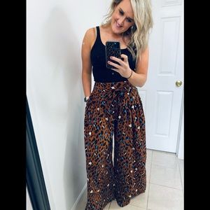 Rust Cheetah Palazzo Pants